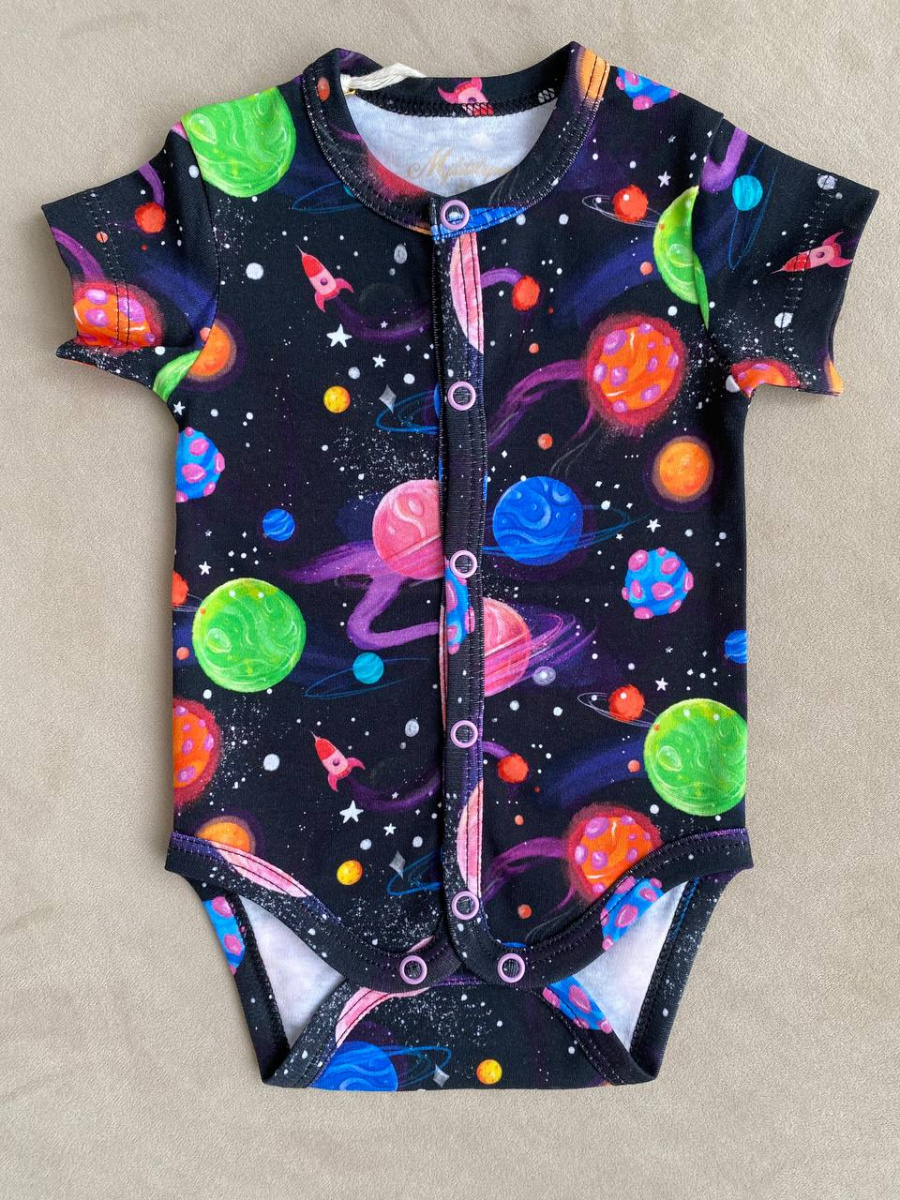 Боди для малыша, унисекс,черный, Galaxy BSHL009